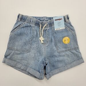 Cat & Jack Jean Shorts High Rise Light Blue Wash Denim Drawstring Sz 8 Or M NEW